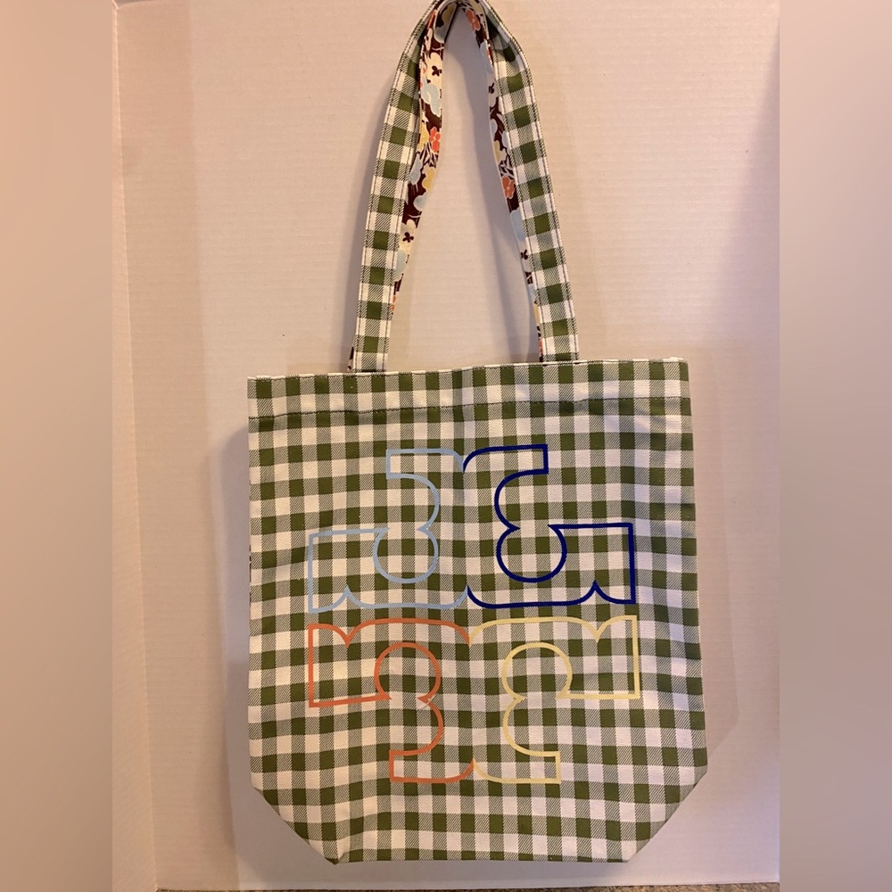 Tory Burch Canvas Tote. Gingham/Floral